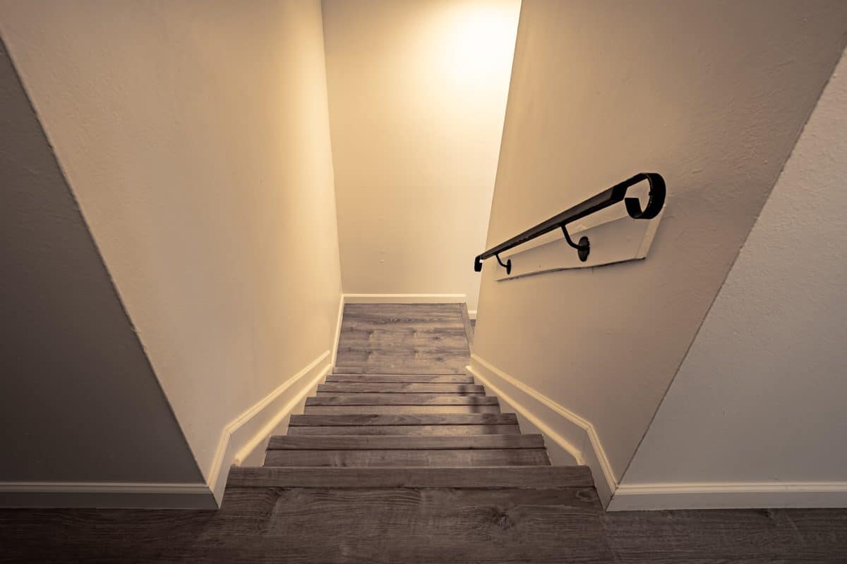 Stairway view from top floor, 12 E Hermosa Dr