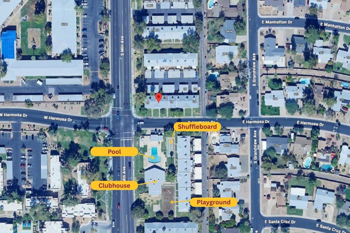 Tempe Townhome E Hermosa Community Amenities Map