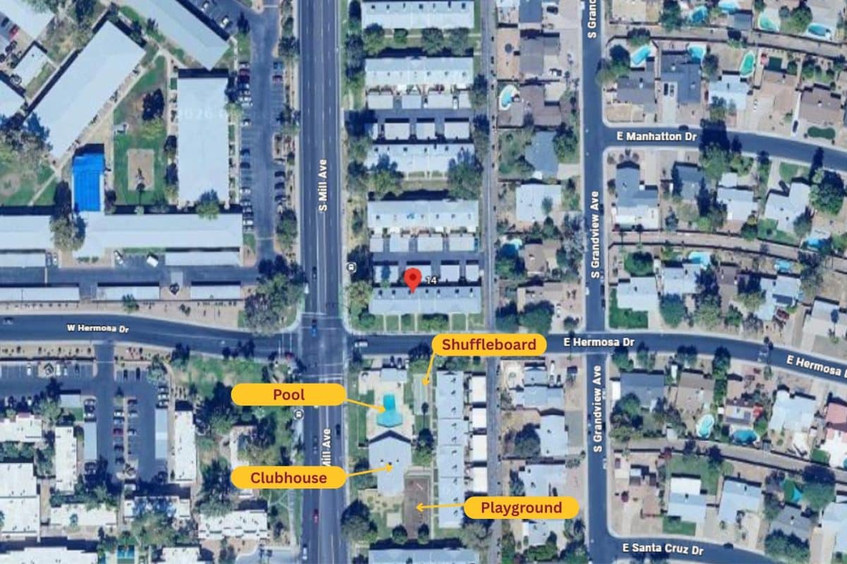 Tempe Townhome E Hermosa Community Amenities Map